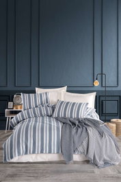 L'essentiel linge de maison Soft Line - Navy Juego de Funda de Edredón Doble